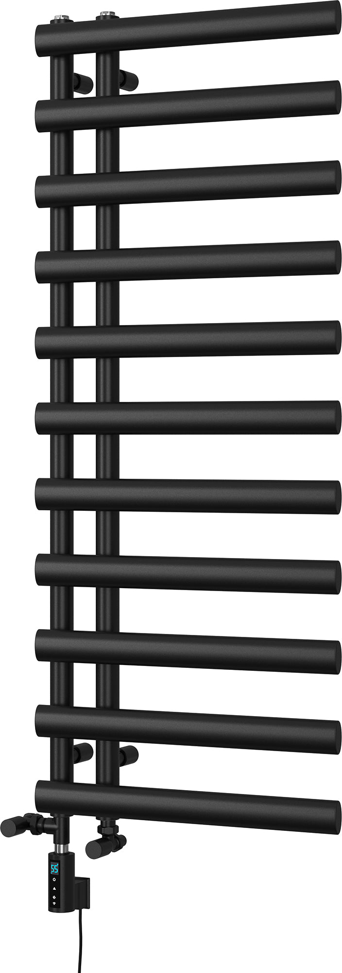 Elyan - Black Dual Fuel Towel Rail H1238mm x W500mm Thermostatic WIFI