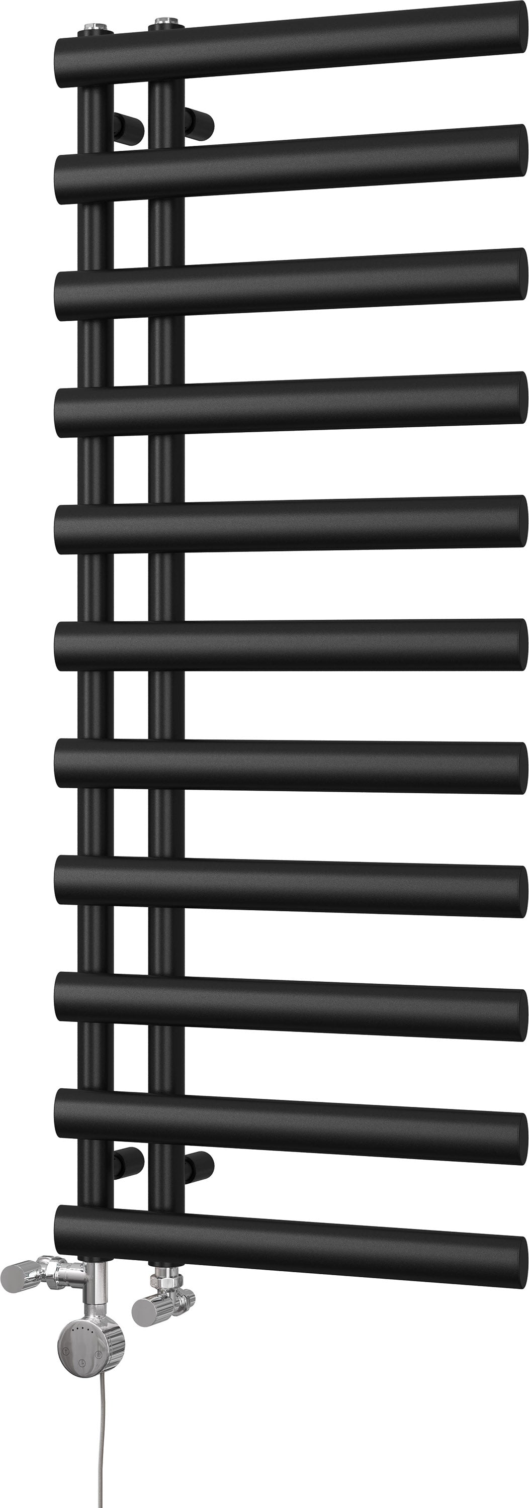 Elyan - Black Dual Fuel Towel Rail H1238mm x W500mm Thermostatic