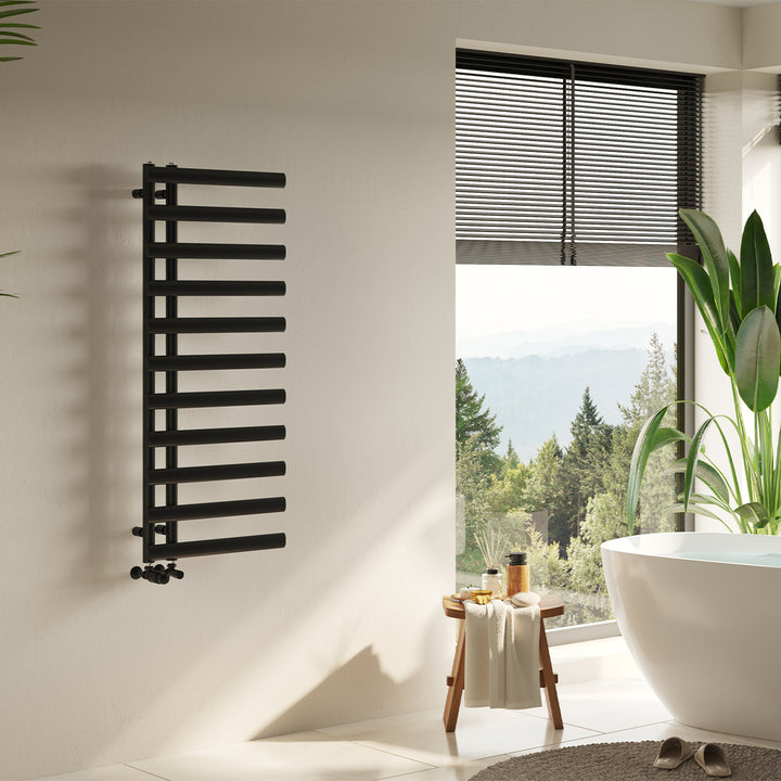 Elyan - Black Towel Radiator - H1238mm x W500mm