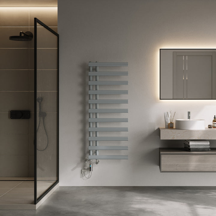 Elyan - Silver Dual Fuel Towel Rail H1238mm x W500mm Thermostatic WIFI