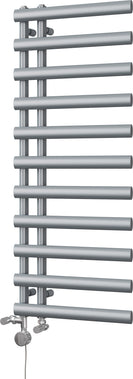 Elyan - Silver Dual Fuel Towel Rail H1238mm x W500mm Thermostatic