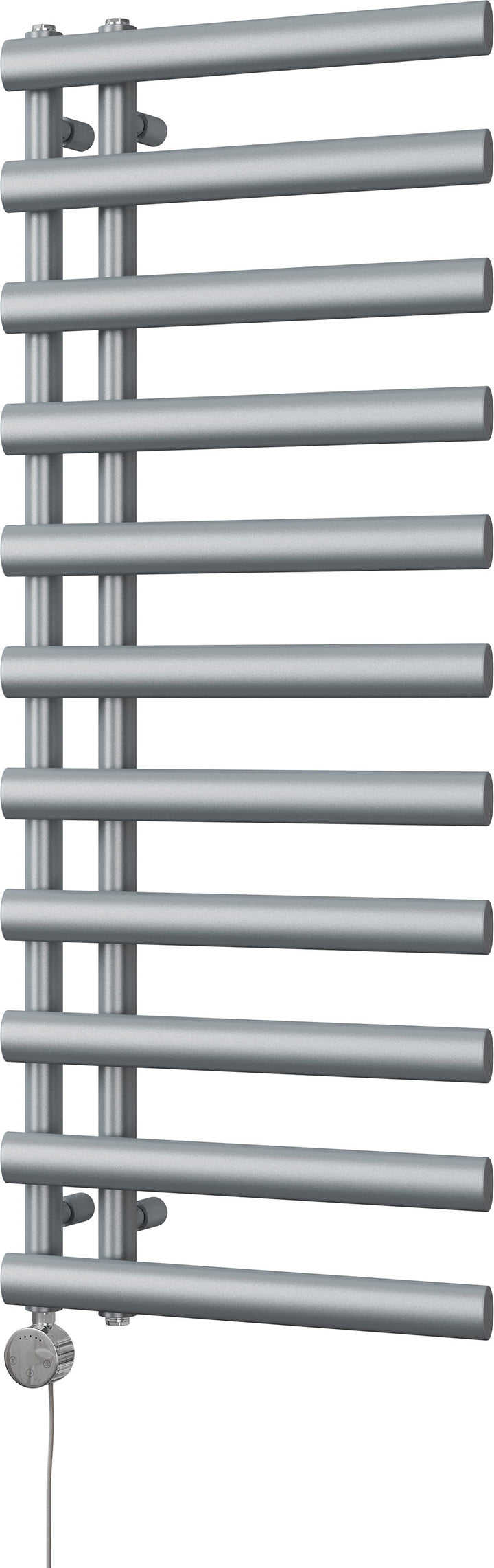 Elyan - Silver Electric Towel Rail H1238mm x W500mm 600w Thermostatic