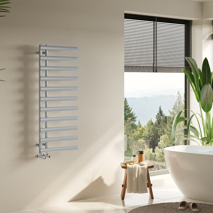 Elyan - Silver Towel Radiator - H1238mm x W500mm