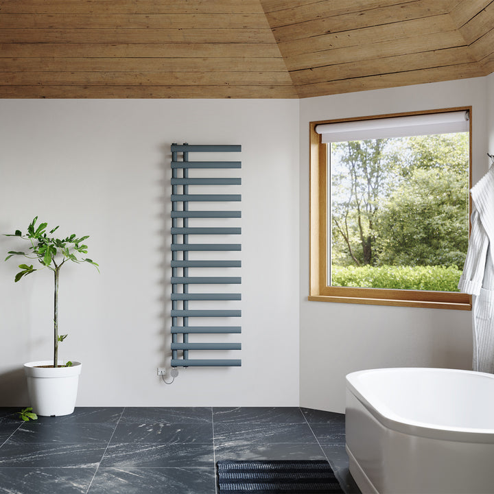 Elyan - Anthracite Electric Towel Rail H1592mm x W500mm 700w Thermostatic