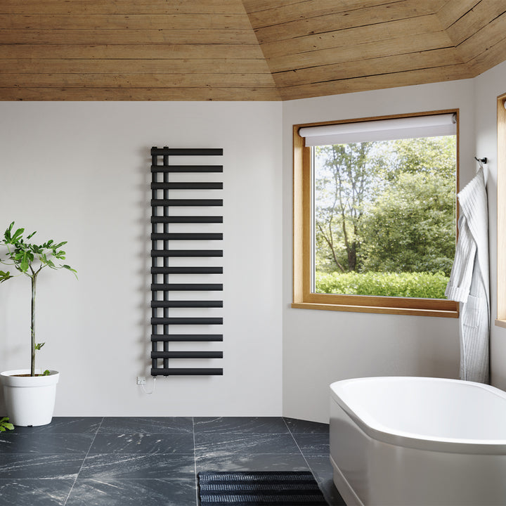 Elyan - Black Electric Towel Rail H1592mm x W500mm 600w Standard