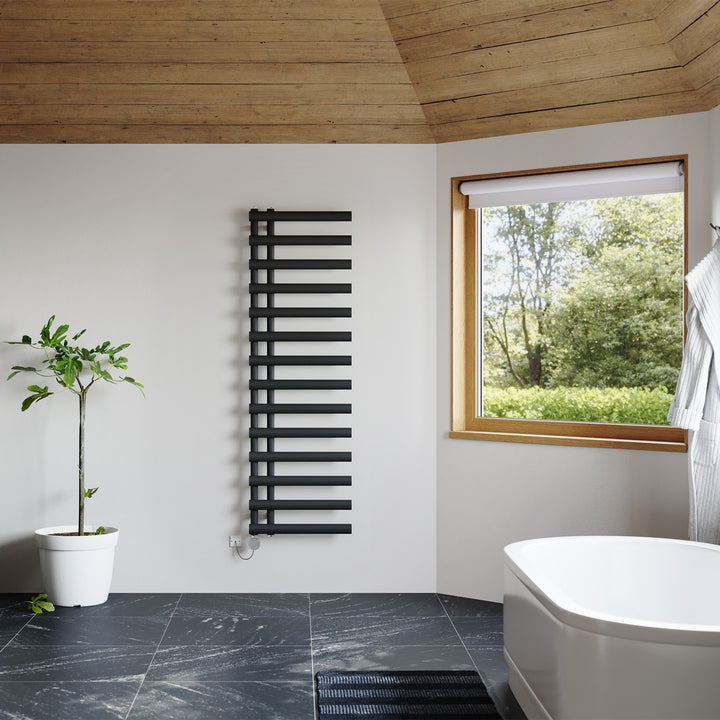 Elyan - Black Electric Towel Rail H1592mm x W500mm 600w Thermostatic