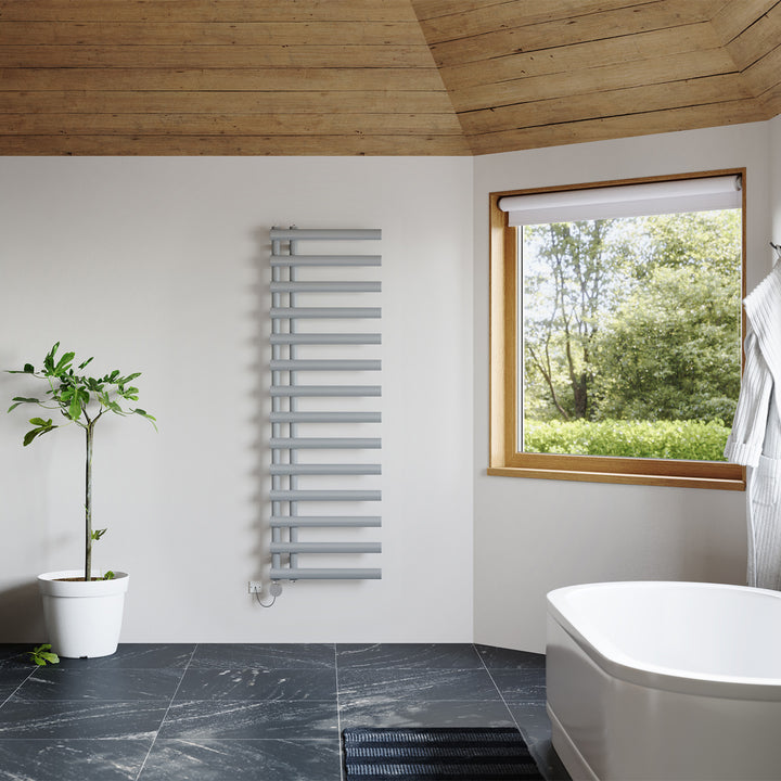 Elyan - Silver Electric Towel Rail H1592mm x W500mm 600w Thermostatic