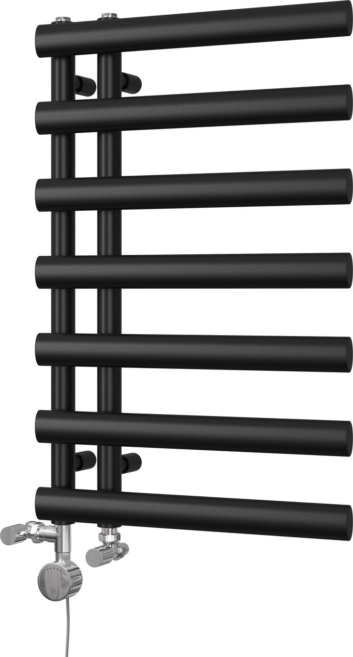 Elyan - Black Dual Fuel Towel Rail H766mm x W500mm Thermostatic