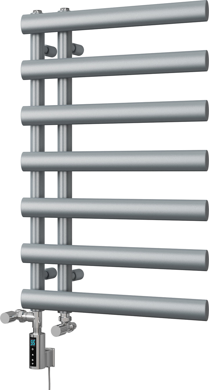 Elyan - Silver Dual Fuel Towel Rail H766mm x W500mm Thermostatic WIFI