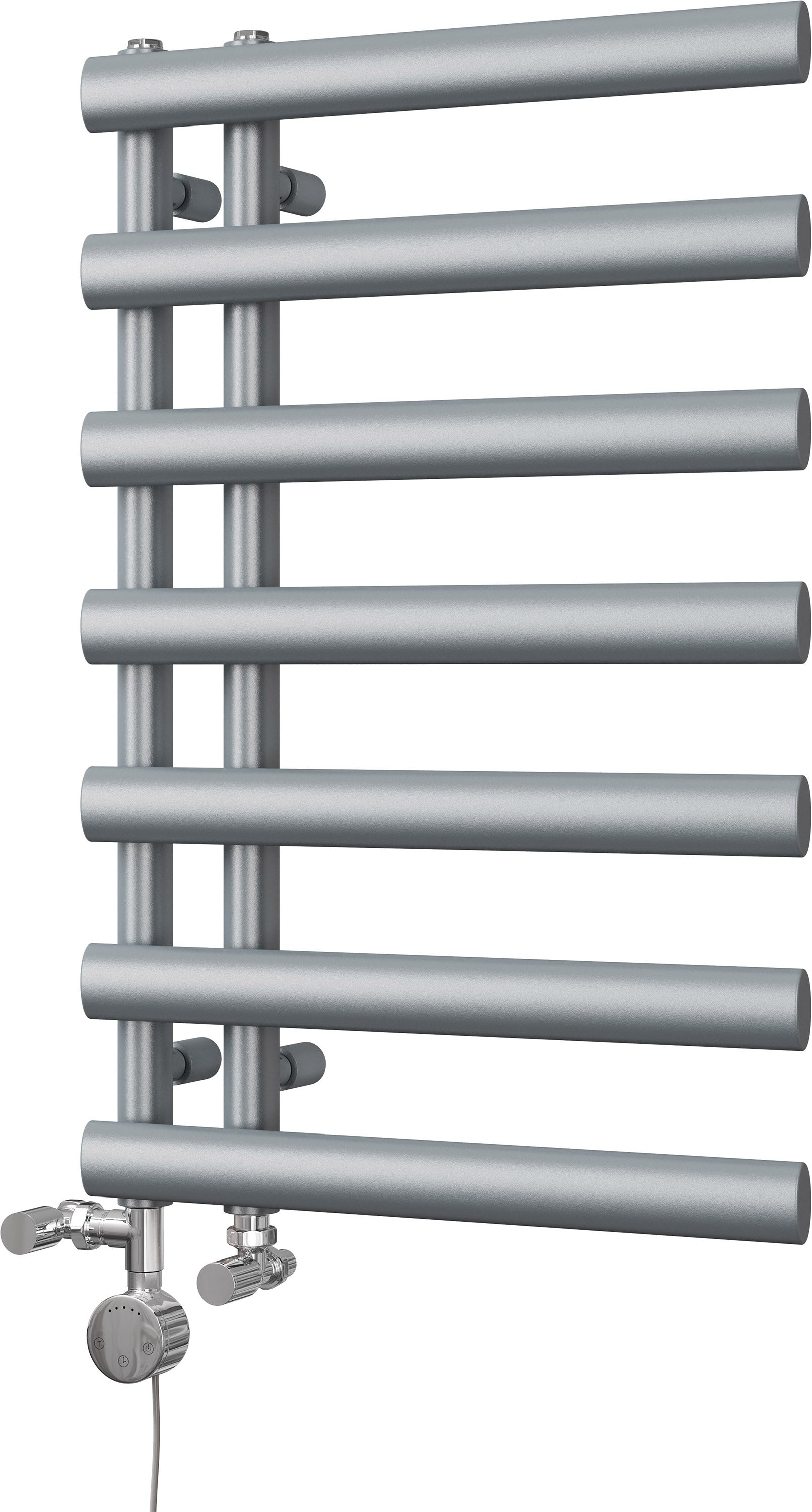 Elyan - Silver Dual Fuel Towel Rail H766mm x W500mm Thermostatic