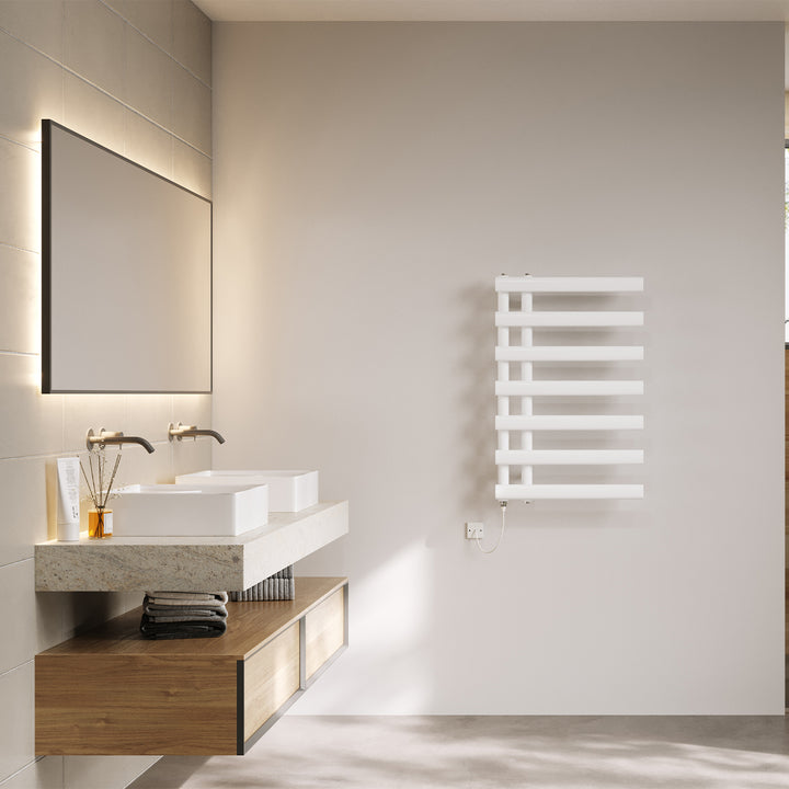 Elyan - White Electric Towel Rail H766mm x W500mm 200w Standard