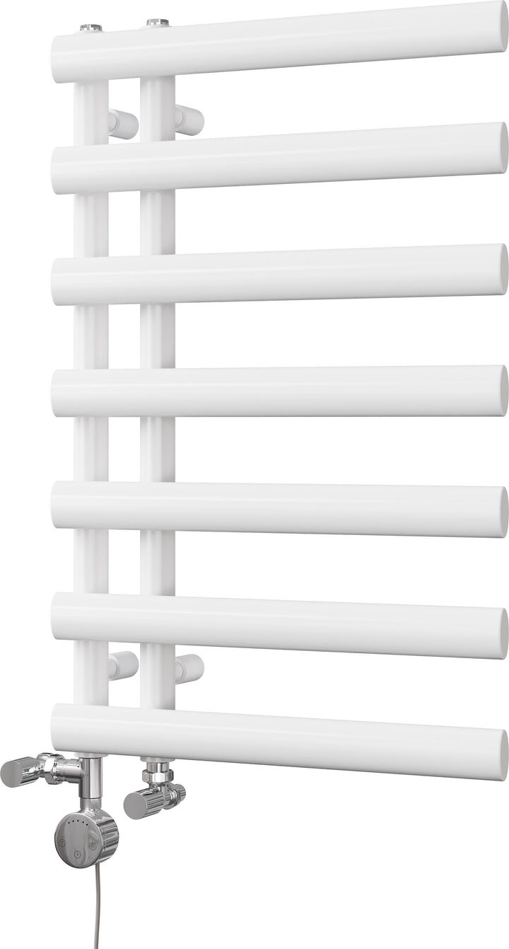 Elyan - White Dual Fuel Towel Rail H766mm x W500mm Thermostatic