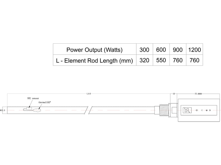 INOW - Dual Fuel Towel Rail Kit 1200w Thermostatic WIFI