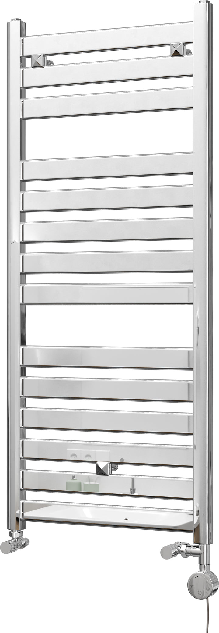 Capri - Chrome Dual Fuel Towel Rail H1147mm x W500mm Thermostatic - Straight