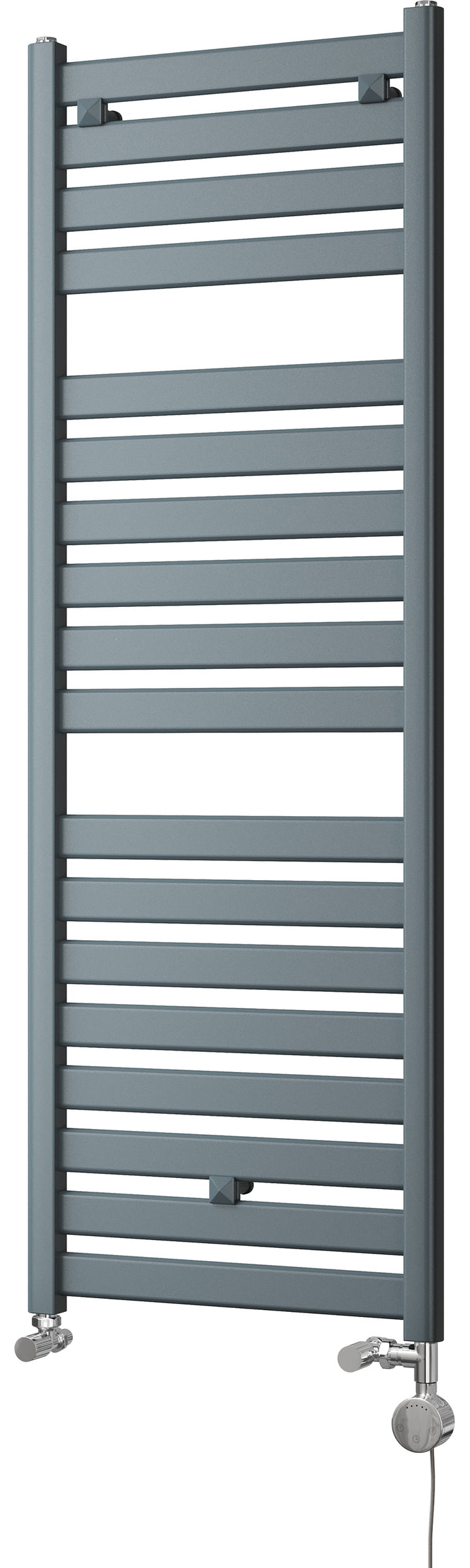 Capri - Anthracite Dual Fuel Towel Rail H1420mm x W500mm Thermostatic - Straight