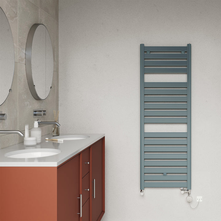 Capri - Anthracite Dual Fuel Towel Rail H1420mm x W500mm Thermostatic - Straight