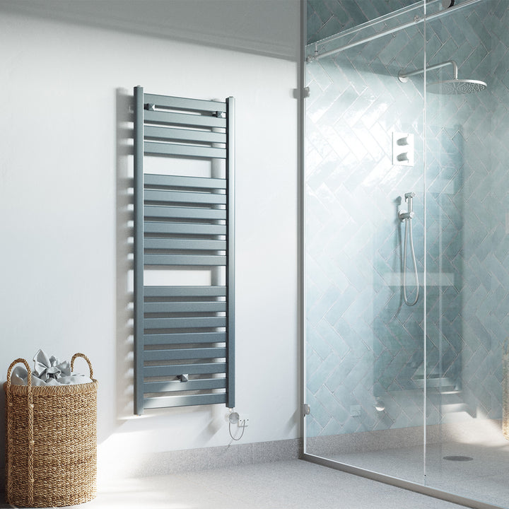 Capri - Anthracite Electric Towel Rail H1420mm x W500mm Straight 600w Thermostatic