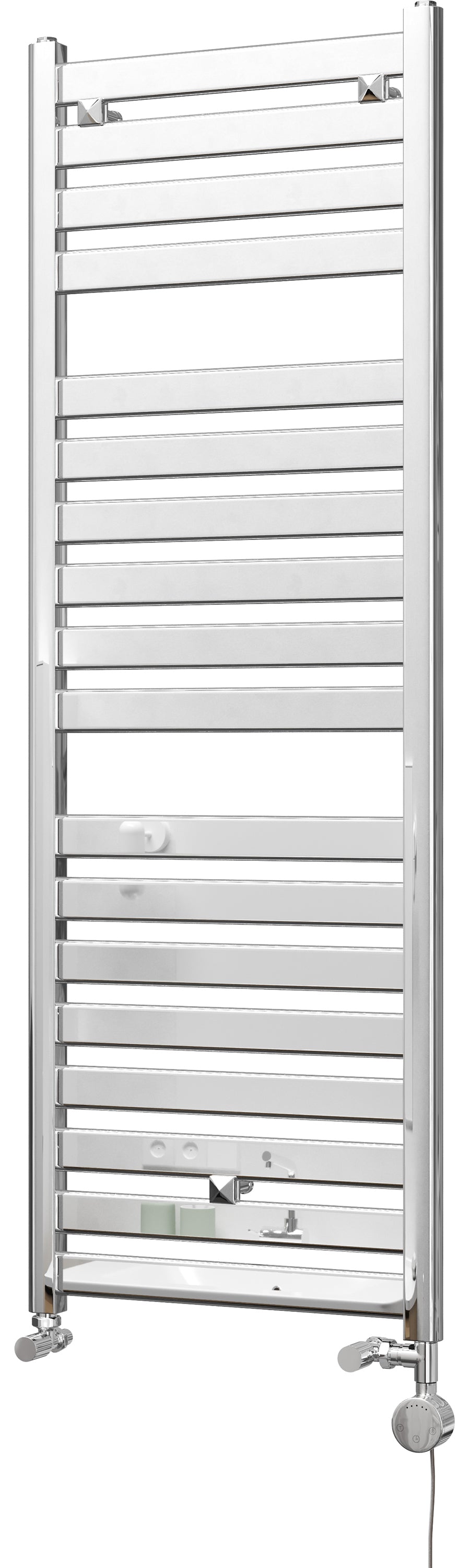 Capri - Chrome Dual Fuel Towel Rail H1420mm x W500mm Thermostatic - Straight