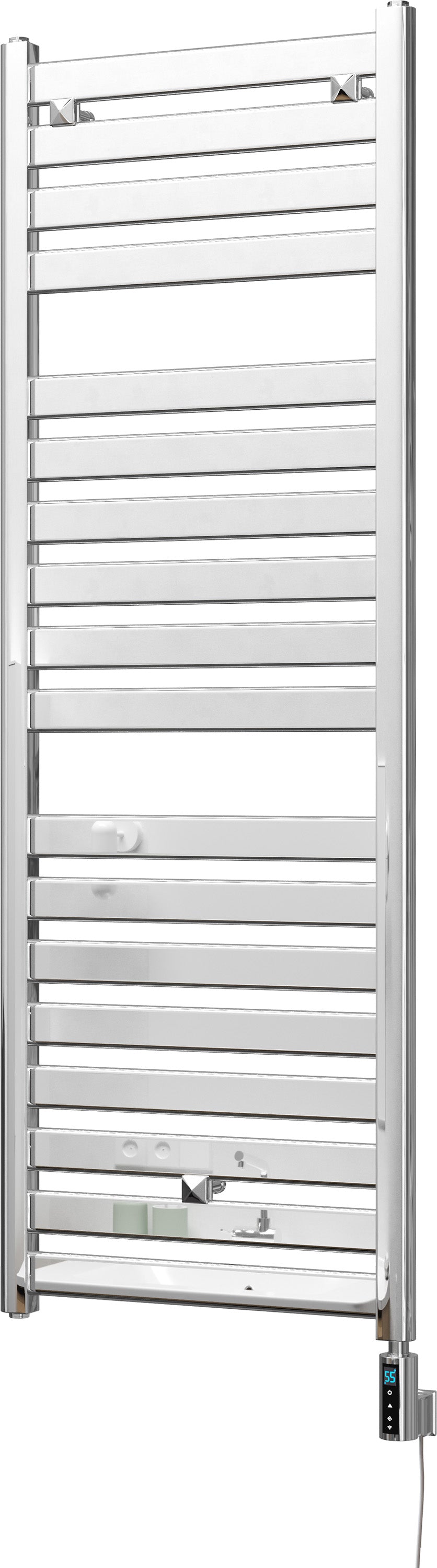 Capri - Chrome Electric Towel Rail H1420mm x W500mm Straight 300w Thermostatic WIFI