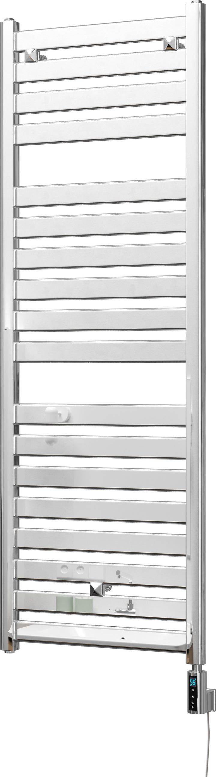 Capri - Chrome Electric Towel Rail H1420mm x W500mm Straight 300w Thermostatic WIFI