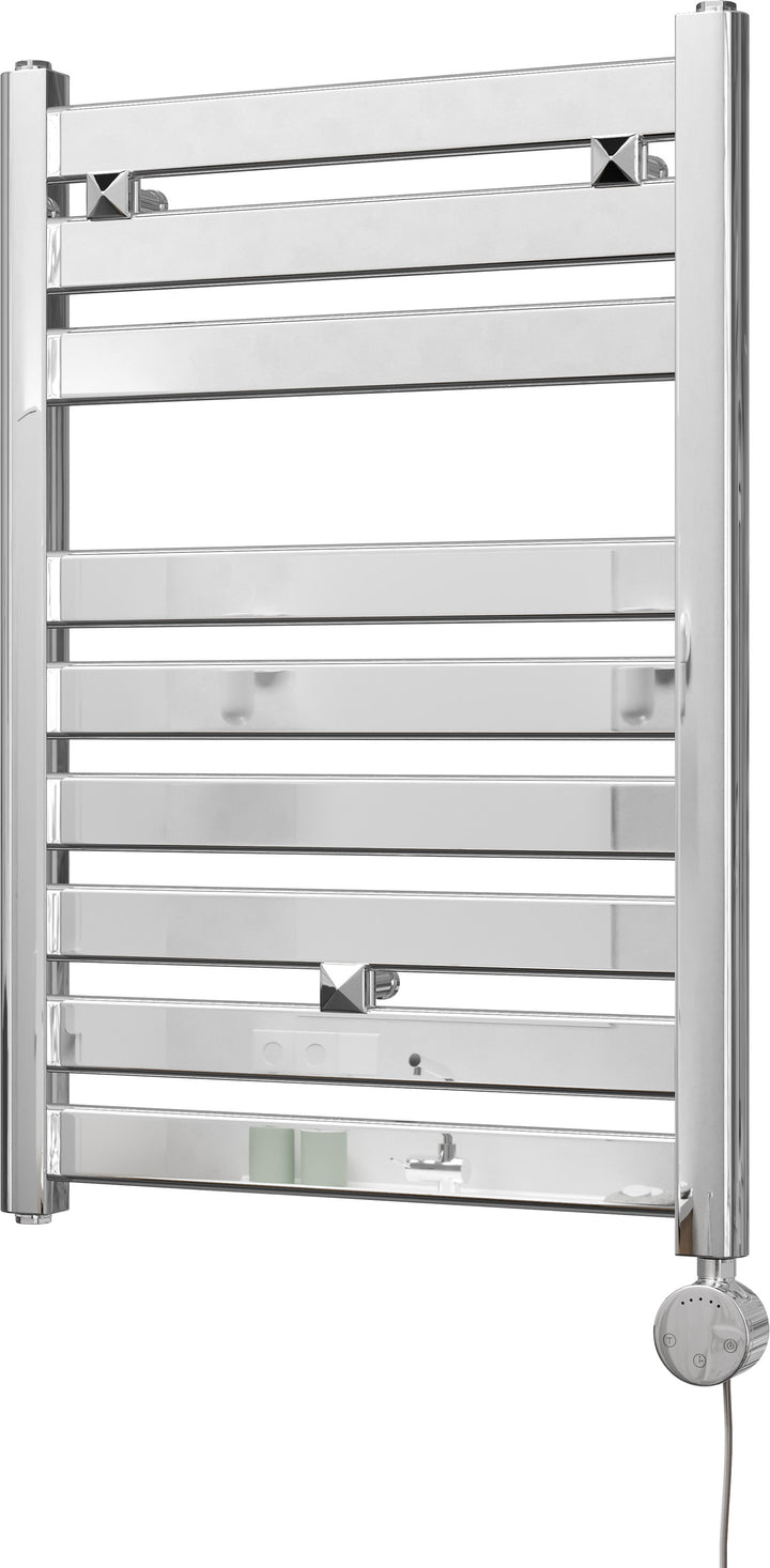 Capri - Chrome Electric Towel Rail H719mm x W500mm Straight 300w Thermostatic