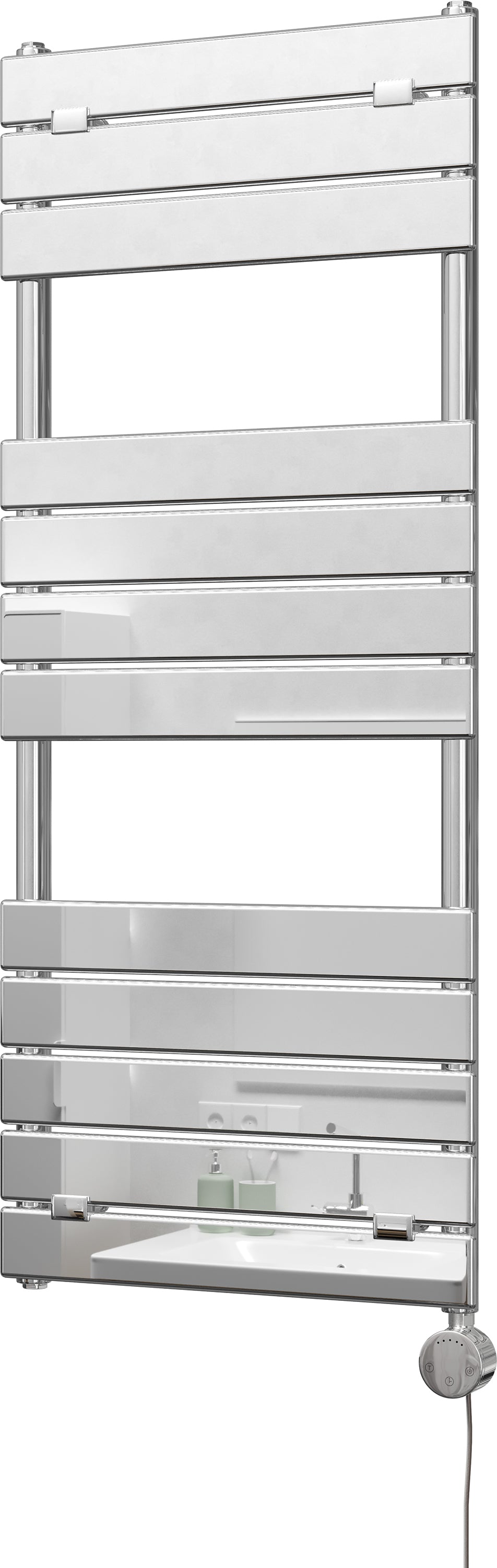 Egadi - Chrome Electric Towel Rail H1213mm x W500mm 300w Thermostatic