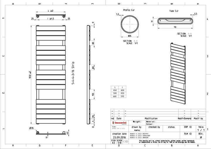 Egadi - Chrome Dual Fuel Towel Rail H1512mm x W500mm Thermostatic WIFI - Straight