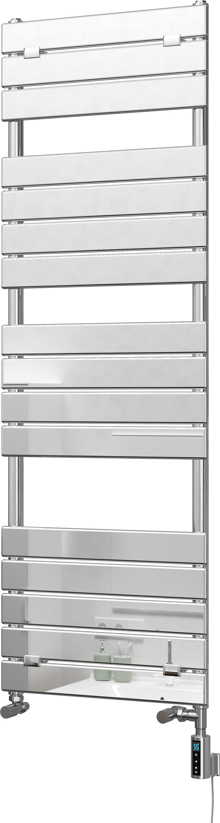 Egadi - Chrome Dual Fuel Towel Rail H1512mm x W500mm Thermostatic WIFI - Straight