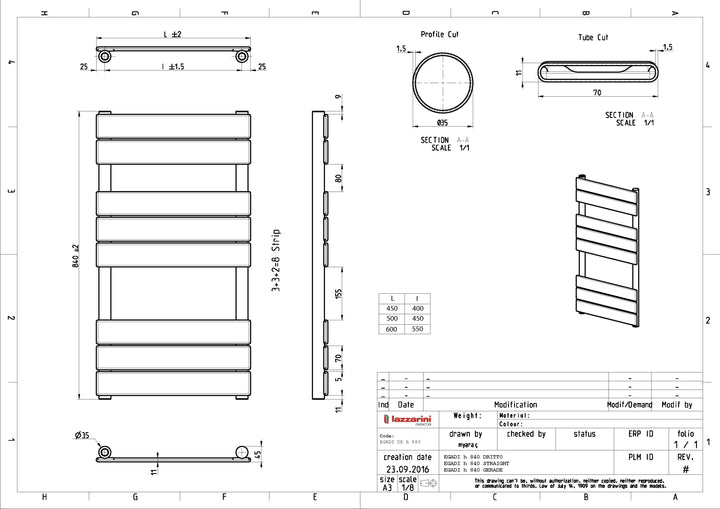 Egadi - Chrome Electric Towel Rail H840mm x W500mm 200w Standard