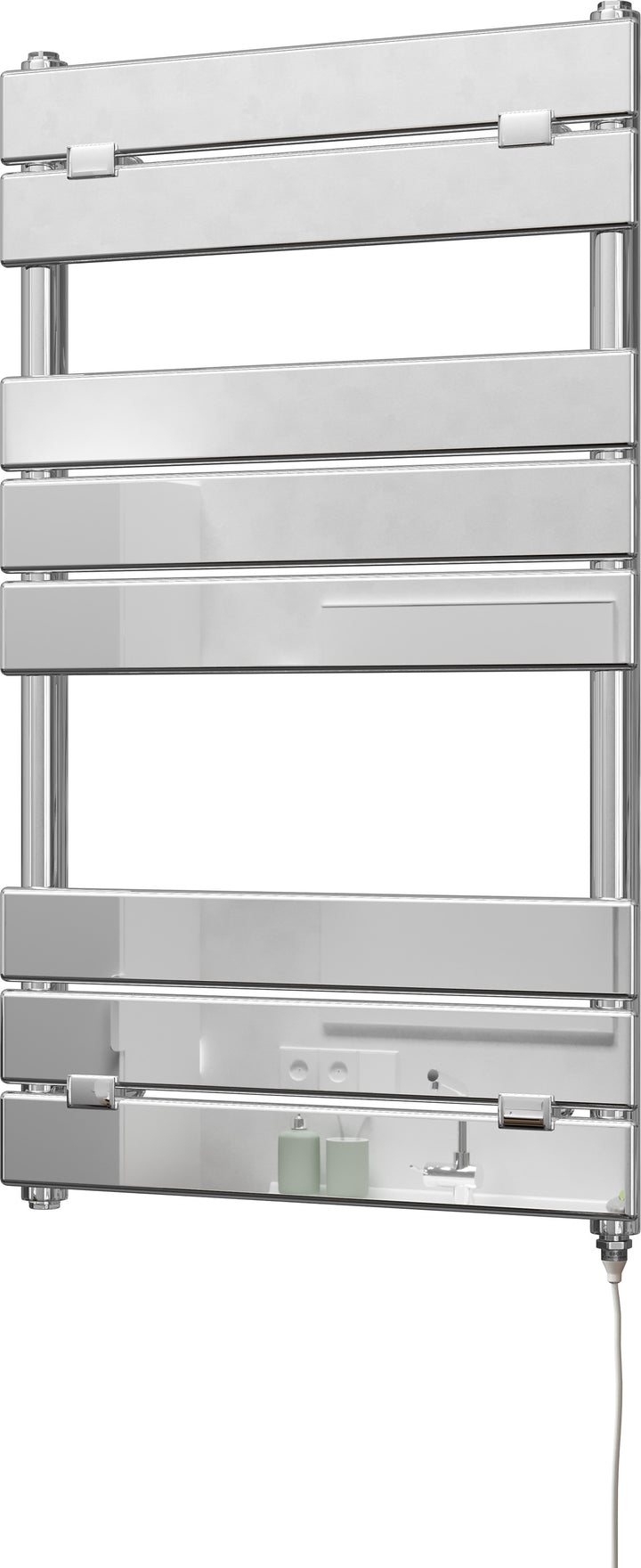 Egadi Chrome Electric Towel Rail 840mm x 500mm – Standard 200W Heated Bathroom Radiator