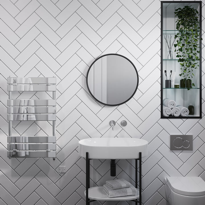 Egadi Chrome Electric Towel Rail 840mm x 500mm – Standard 200W Heated Bathroom Radiator