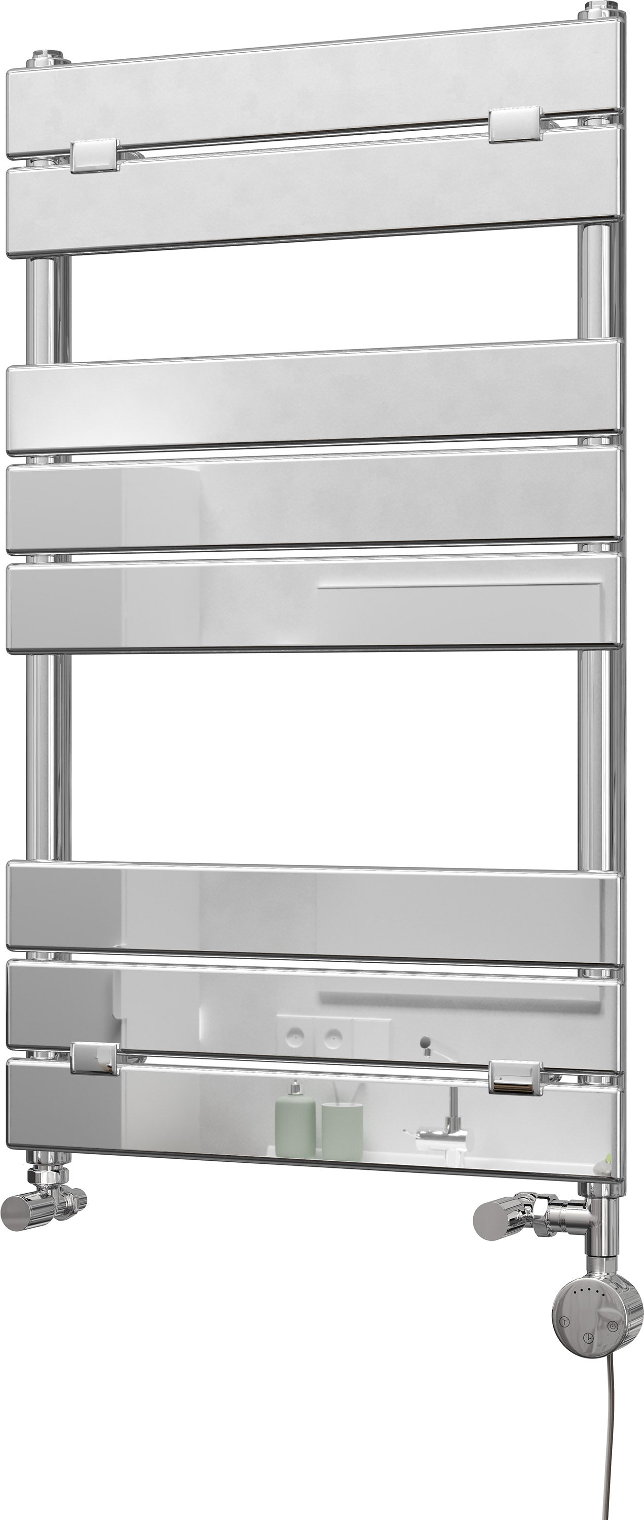 Egadi - Chrome Dual Fuel Towel Rail H840mm x W500mm Thermostatic - Straight