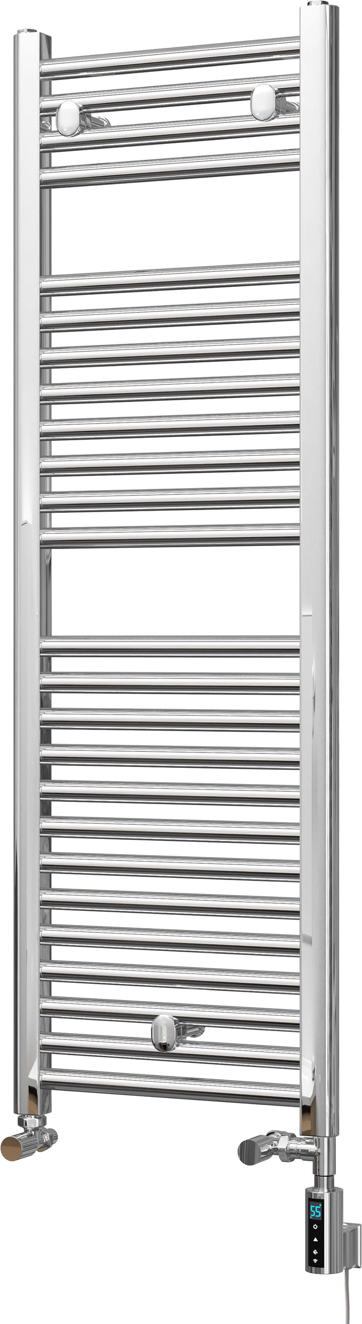 Roma - Chrome Dual Fuel Towel Rail H1230mm x W400mm Thermostatic WIFI - Straight