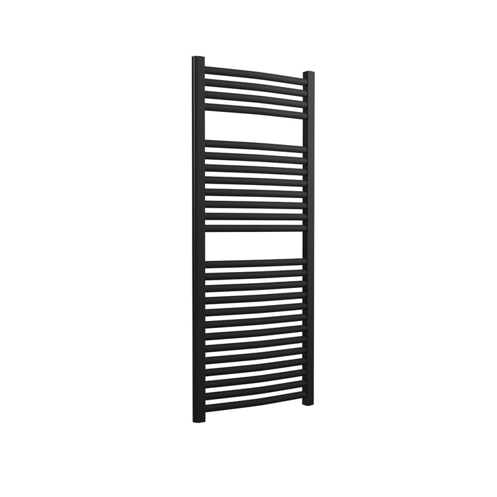 Roma - Black Heated Towel Rail - H1230mm x W500mm - Curved