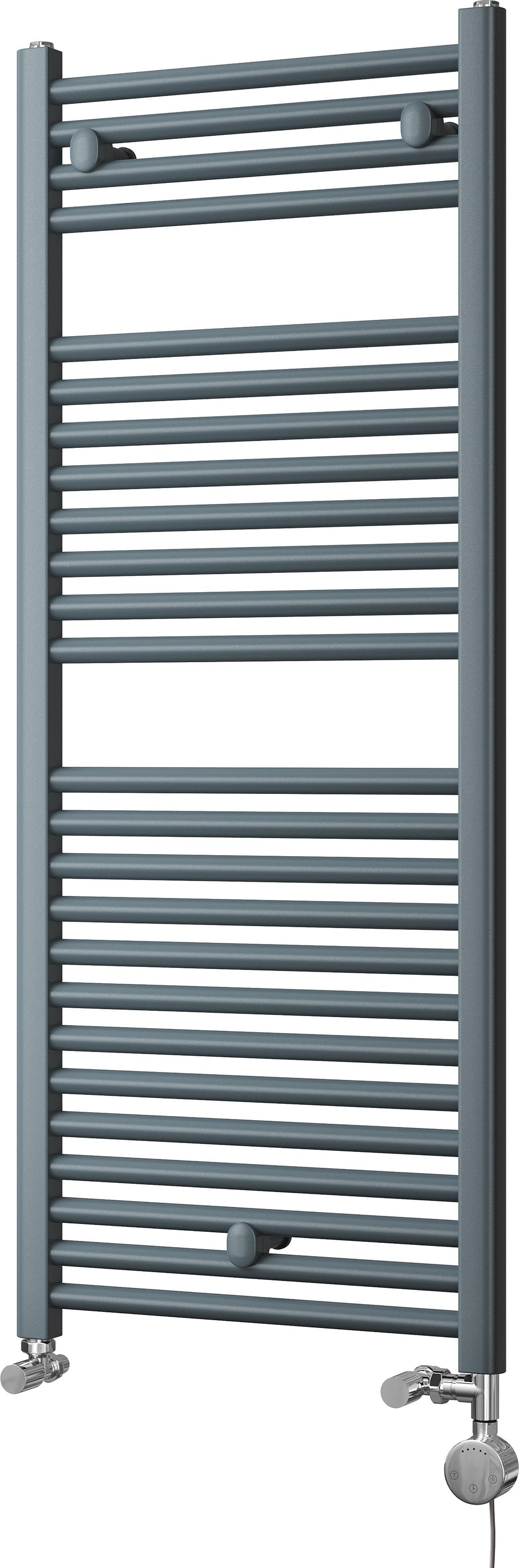 Roma - Anthracite Dual Fuel Towel Rail H1230mm x W500mm Thermostatic - Straight