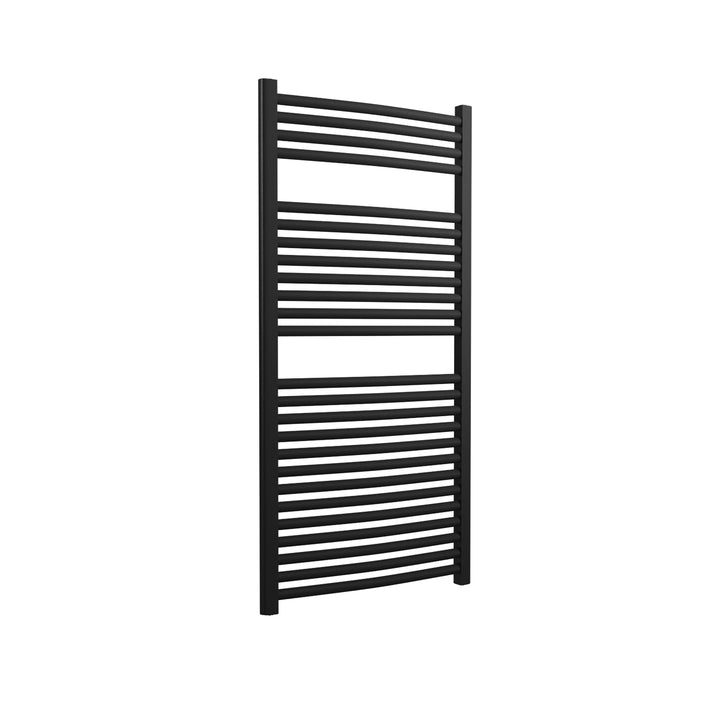 Roma - Black Heated Towel Rail - H1230mm x W600mm - Curved