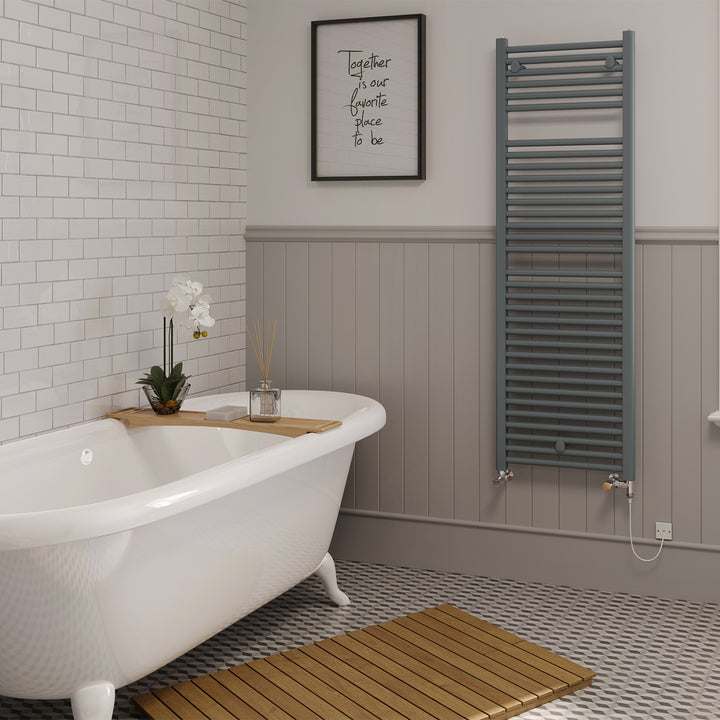 Roma - Anthracite Dual Fuel Towel Rail H1512mm x W500mm Standard - Straight