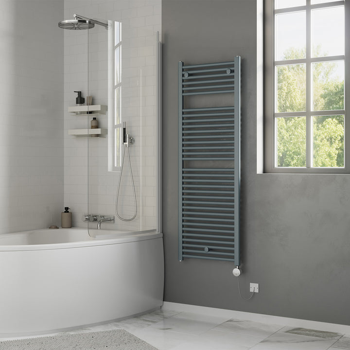 Roma - Anthracite Electric Towel Rail H1512mm x W500mm Straight 600w Thermostatic