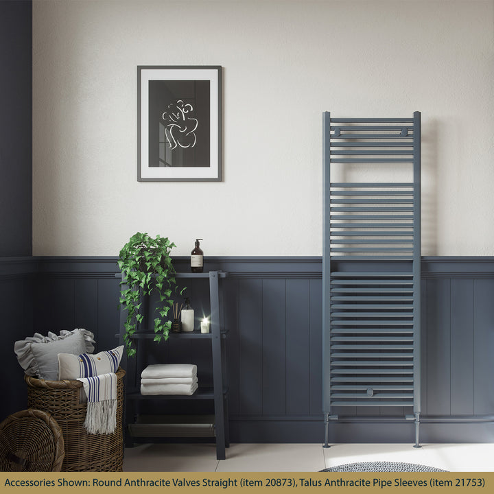 Roma - Anthracite Heated Towel Rail - H1512mm x W500mm - Straight