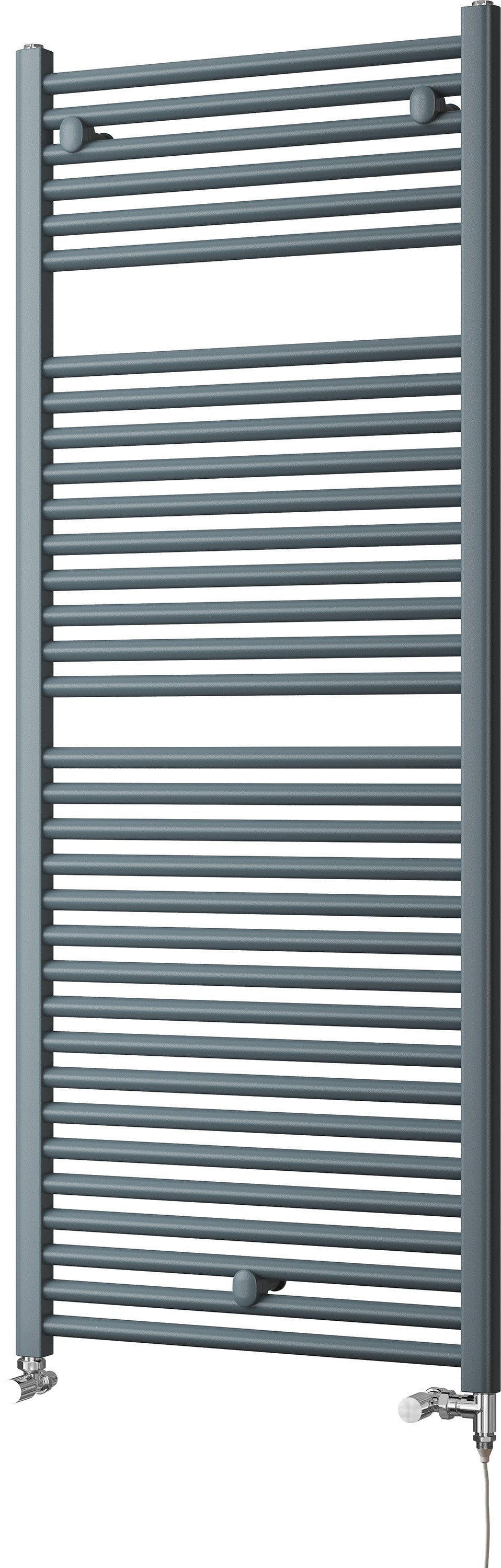 Roma - Anthracite Dual Fuel Towel Rail H1512mm x W600mm Standard - Straight