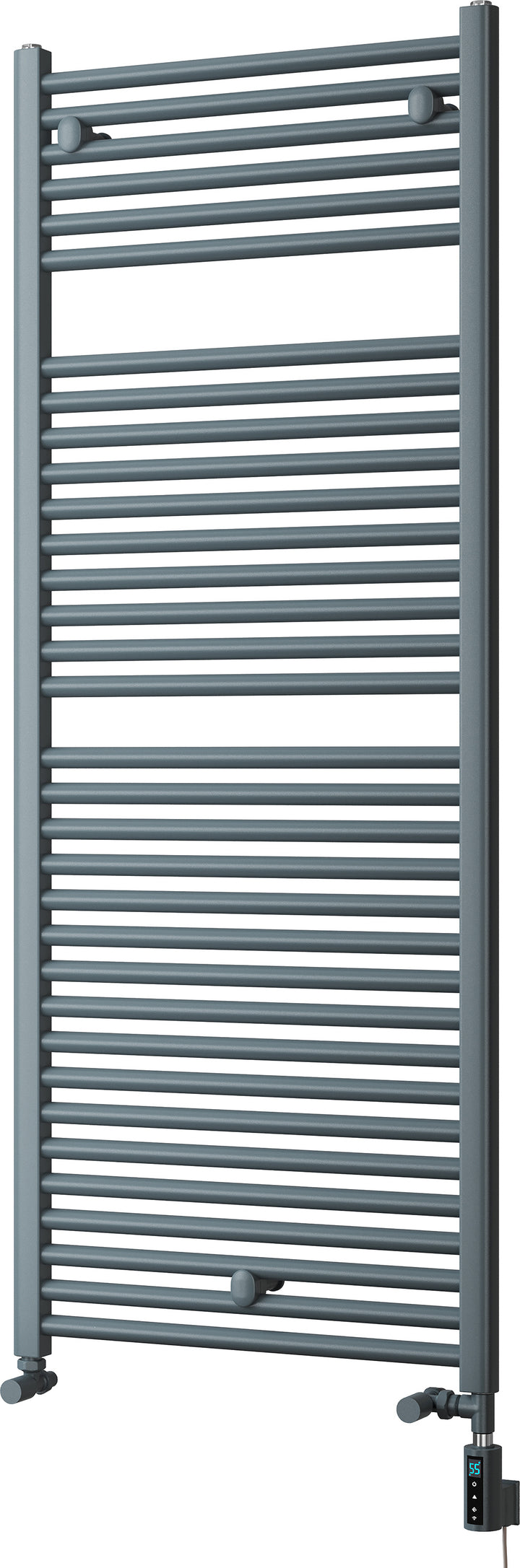 Roma - Anthracite Dual Fuel Towel Rail H1512mm x W600mm Thermostatic WIFI - Straight