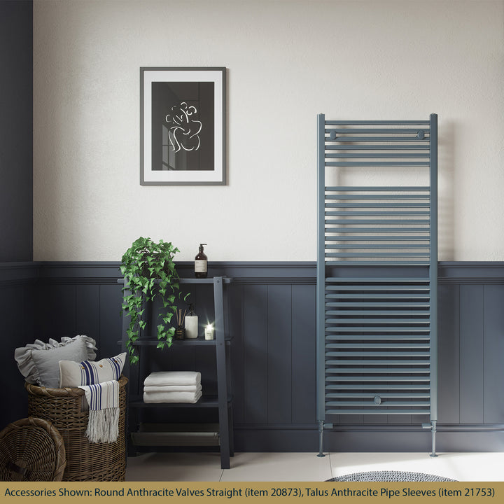 Roma - Anthracite Heated Towel Rail - H1512mm x W600mm - Straight