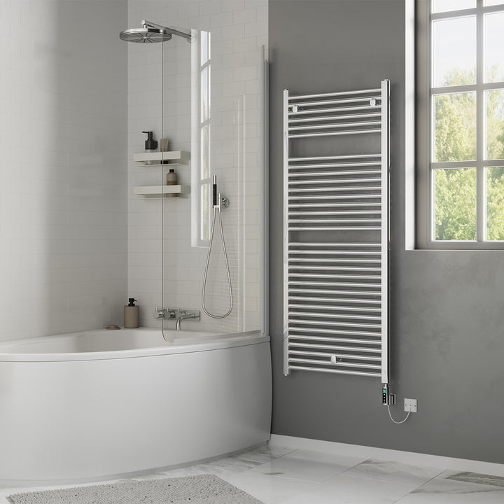 Roma - Chrome Electric Towel Rail H1512mm x W600mm Straight 600w Thermostatic WIFI