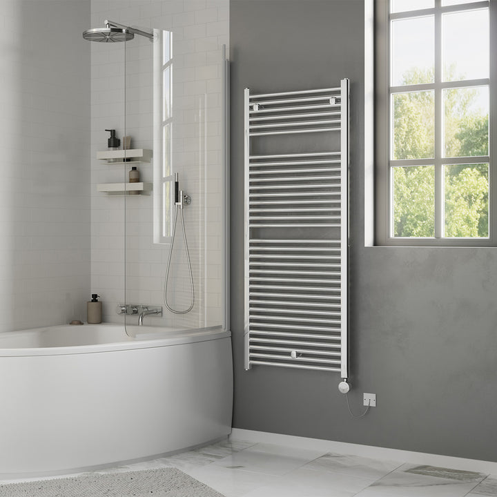 Roma - Chrome Electric Towel Rail H1512mm x W600mm Straight 600w Thermostatic