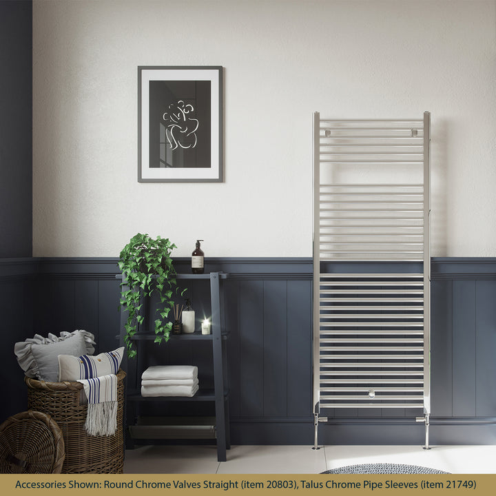 Roma - Chrome Heated Towel Rail - H1512mm x W600mm - Straight