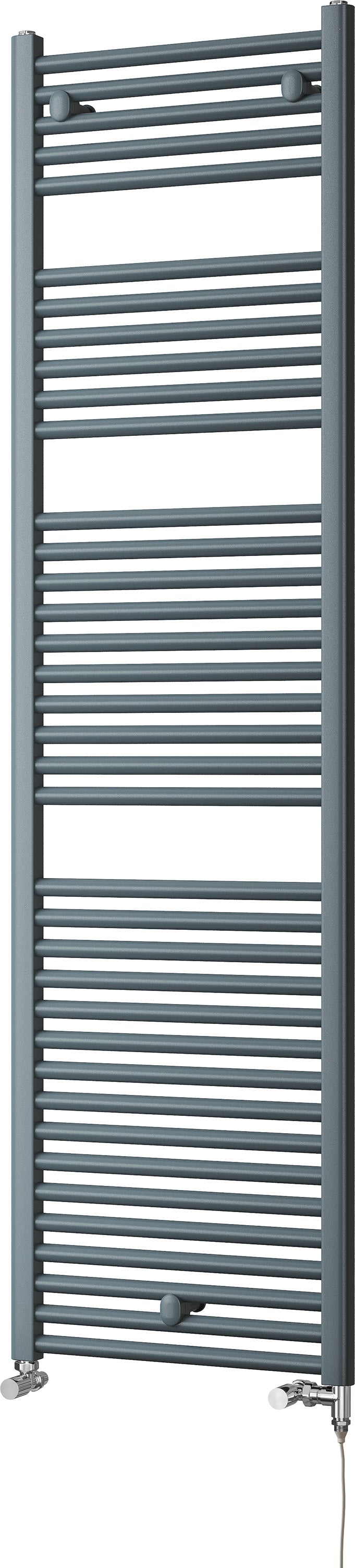 Roma - Anthracite Dual Fuel Towel Rail H1785mm x W500mm Standard - Straight