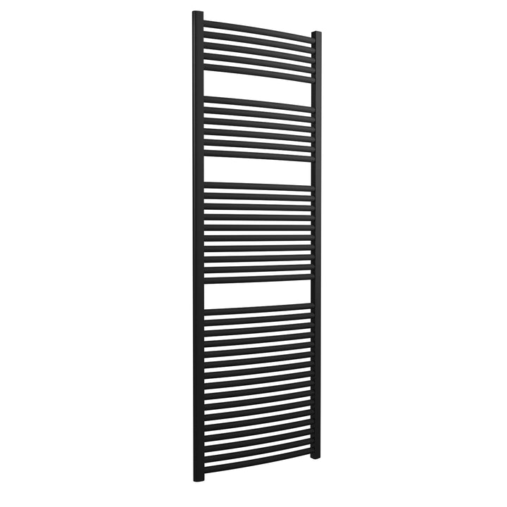 Roma - Black Heated Towel Rail - H1785mm x W600mm - Curved