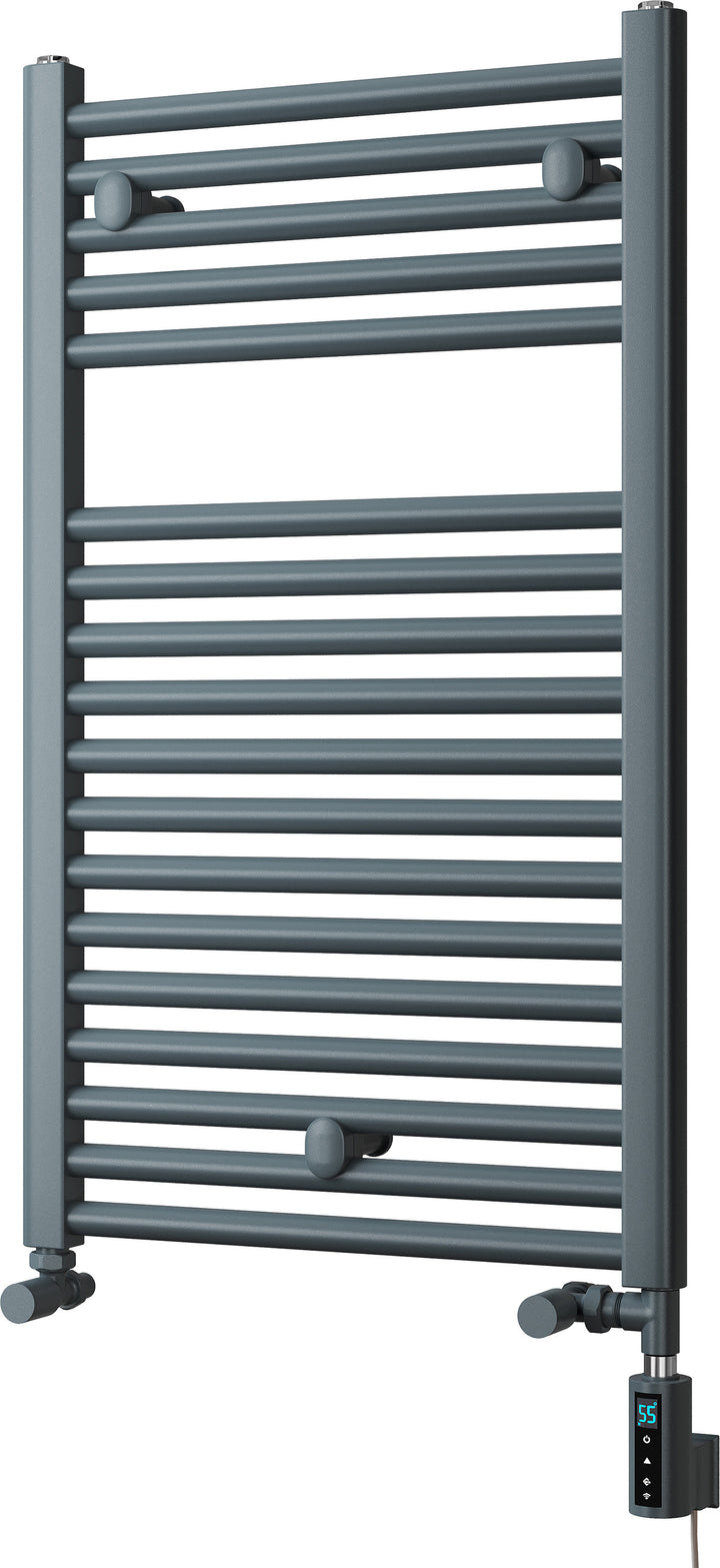 Roma - Anthracite Dual Fuel Towel Rail H842mm x W500mm Thermostatic WIFI - Straight