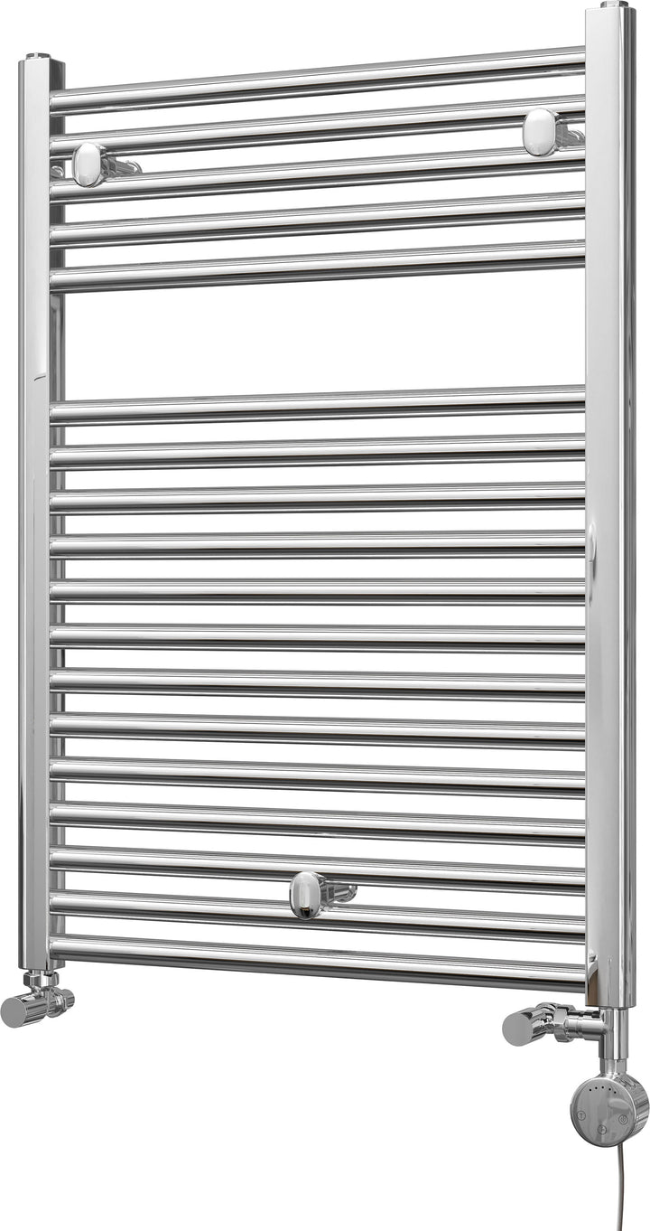 Roma - Chrome Dual Fuel Towel Rail H842mm x W600mm Thermostatic - Straight