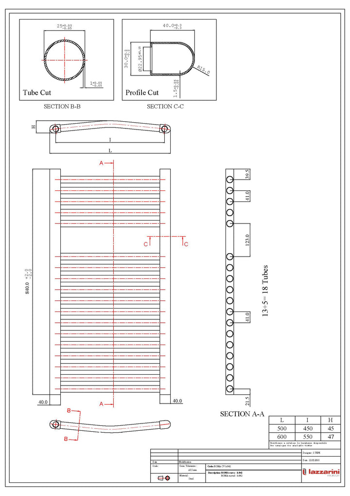 Roma - Anthracite Heated Towel Rail - H842mm x W600mm - Curved